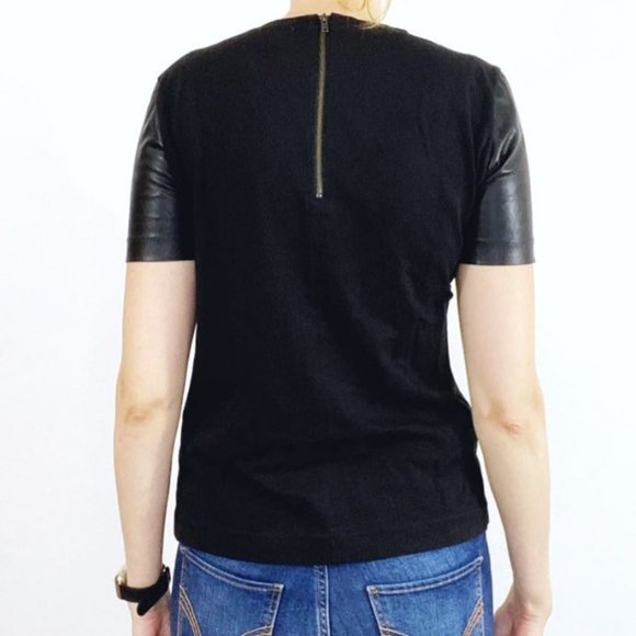 SOLD J.Crew Vegan Leather Insert Back Zip Tee XXS - Picture 4 of 11